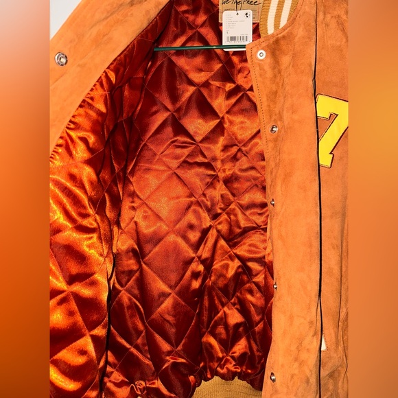 Free People For The Creative Spirit Leather Vintage Style Bomber Jacket - Picture 16 of 16